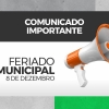 Feriado Municipal dia 8 de dezembro